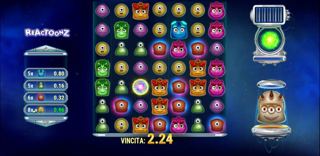 simboli del reactoonz slot
