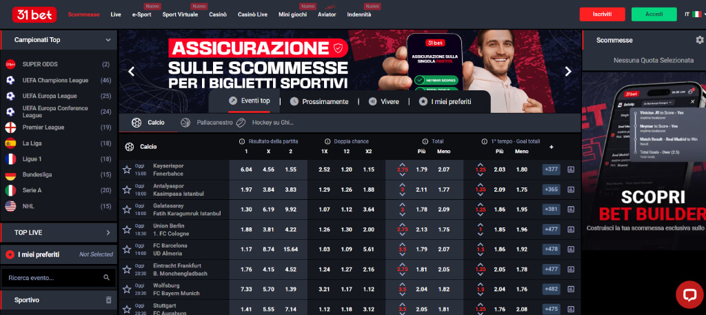 31bet casino Scommesse sportive