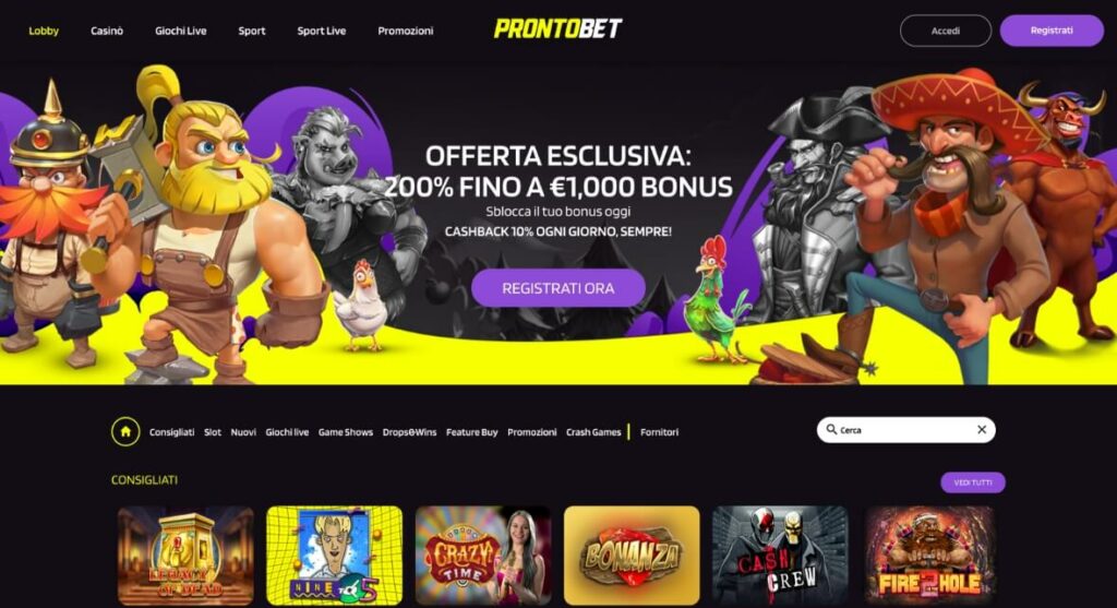 prontobet casino desktop
